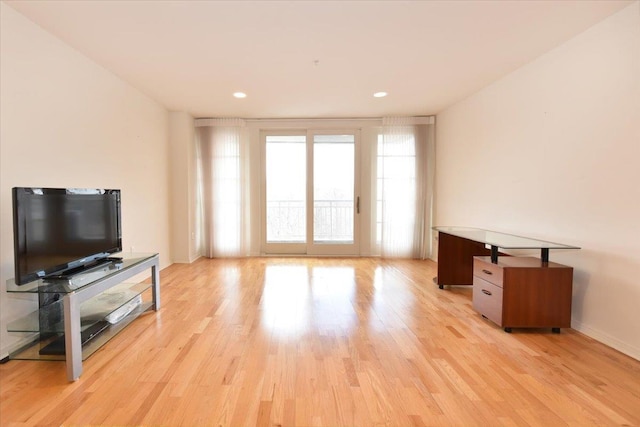 living room featuring light wood-type flooring