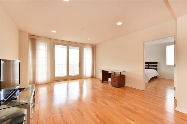 living room with light wood-type flooring