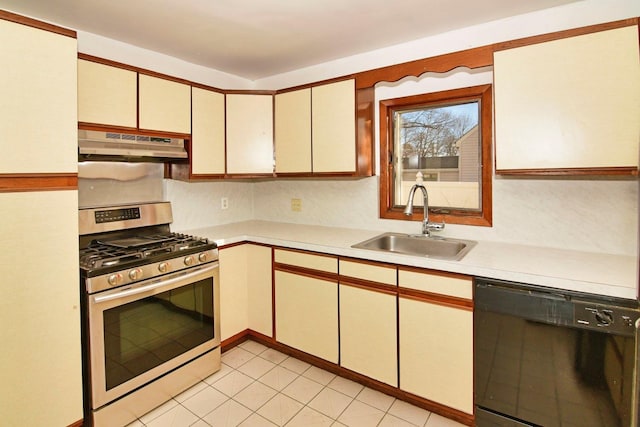 kitchen featuring sink, dishwasher, and stainless steel range with gas stovetop