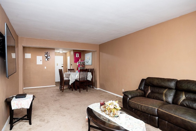 living room featuring carpet