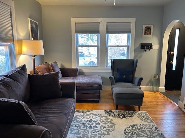 living room with hardwood / wood-style floors