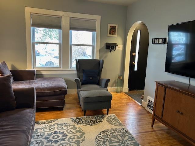 living room featuring light hardwood / wood-style floors