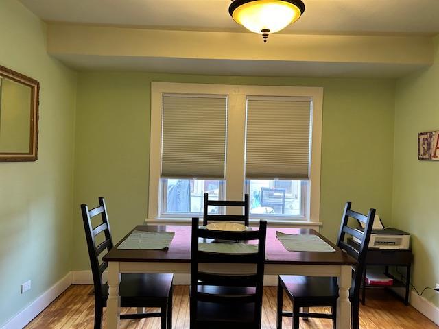 dining area with hardwood / wood-style floors