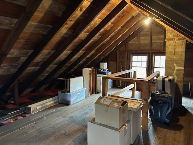 view of unfinished attic