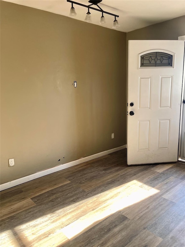 interior space with dark wood-type flooring