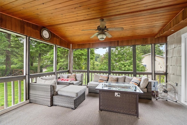23 Old Brick Rd, New City, NY 10956 - sunroom featuring outdoor lounge area and a ceiling fan