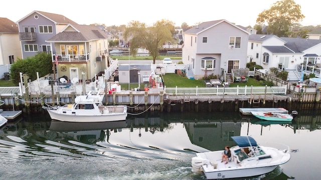 view of dock featuring a water view