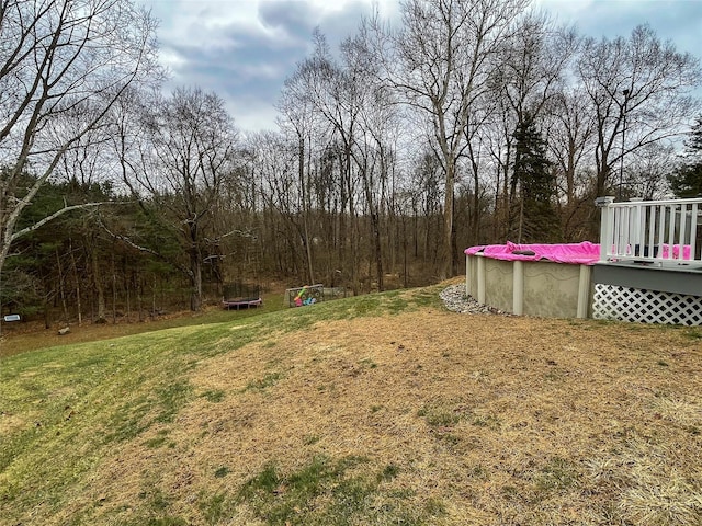 view of yard featuring a swimming pool side deck