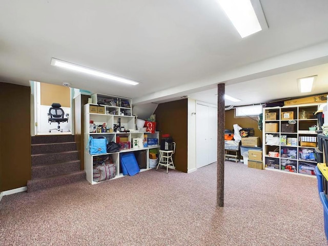 basement with carpet