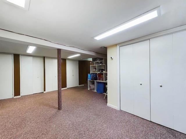 basement featuring carpet