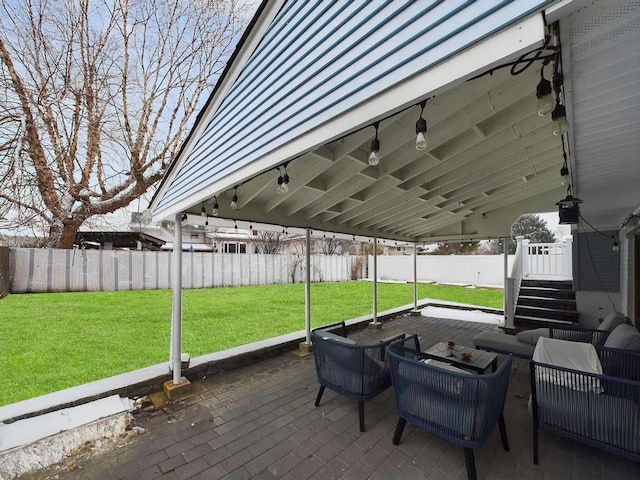 view of patio with an outdoor living space