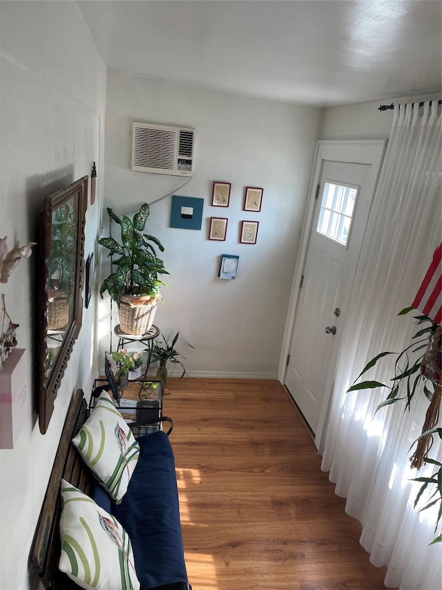 foyer entrance with hardwood / wood-style floors