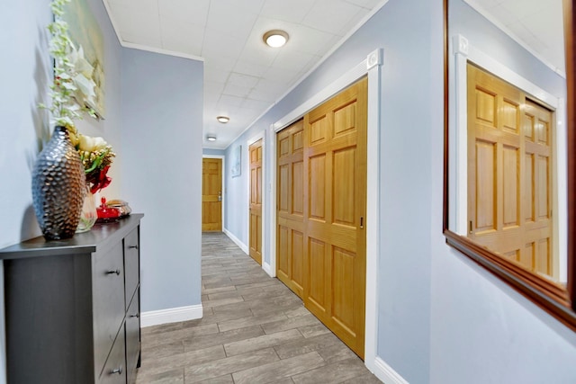 hallway with ornamental molding