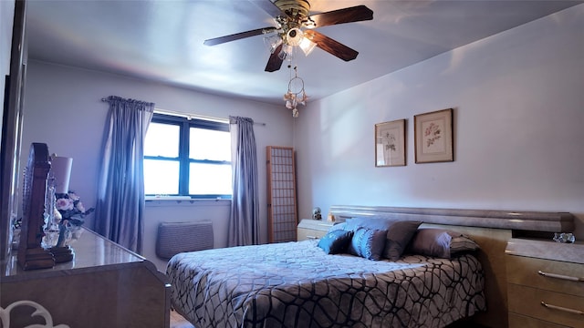 bedroom featuring ceiling fan