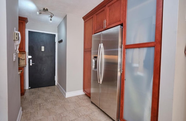 kitchen with stainless steel fridge