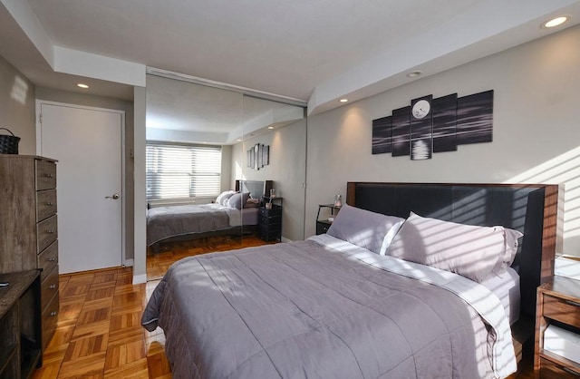 bedroom with parquet floors