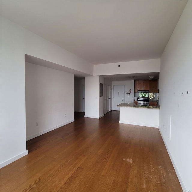 unfurnished living room featuring dark hardwood / wood-style floors