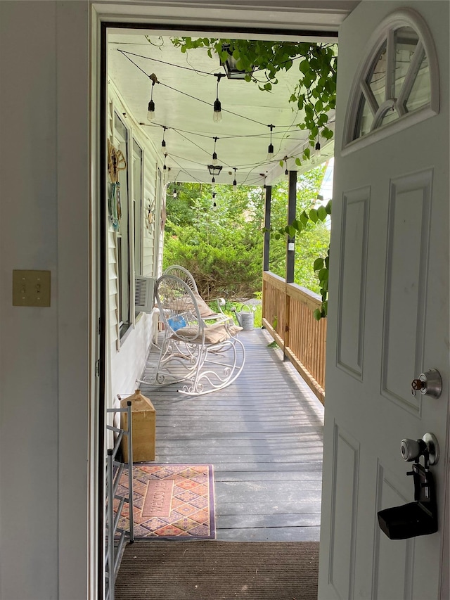 wooden terrace with covered porch