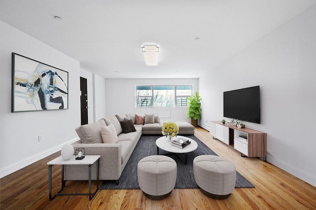 living room featuring light wood-type flooring