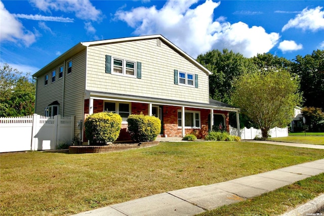 view of front of home featuring a front lawn