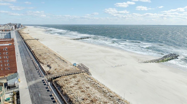 property view of water featuring a beach view