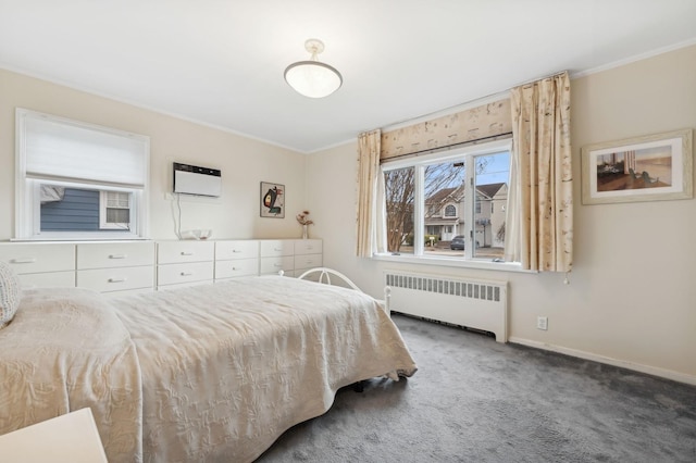 carpeted bedroom with radiator