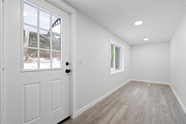 entryway with light wood-type flooring