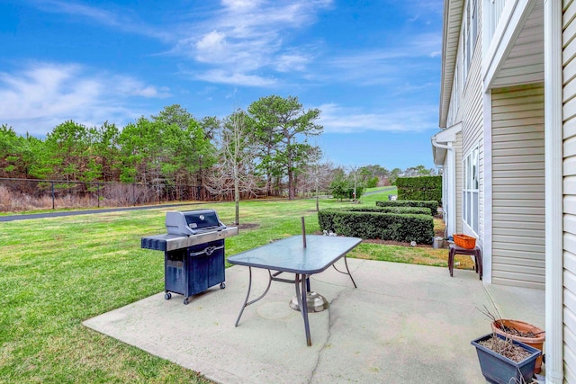 view of patio with a grill