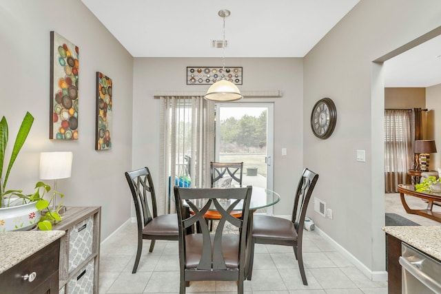 view of tiled dining room