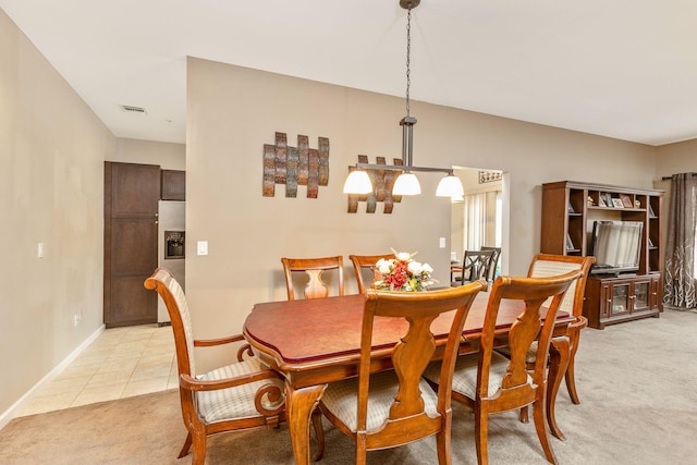 view of carpeted dining room