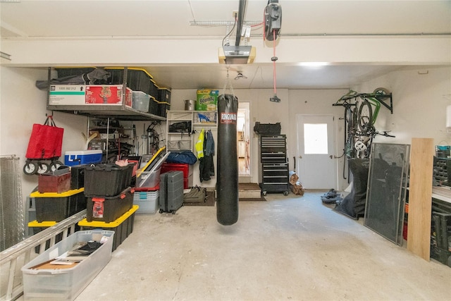 garage with a garage door opener