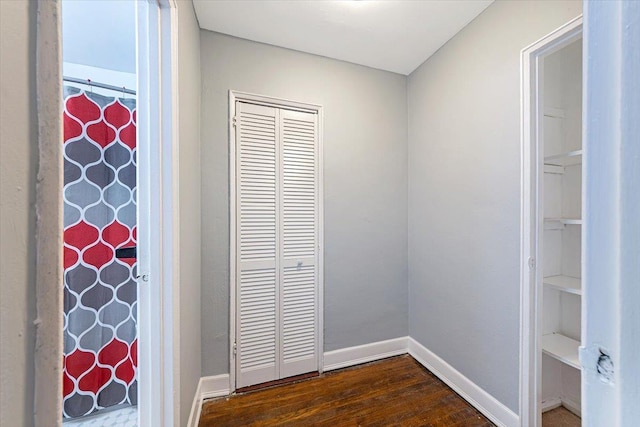 interior space with hardwood / wood-style floors