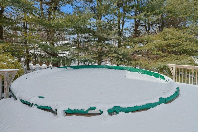 view of yard covered in snow