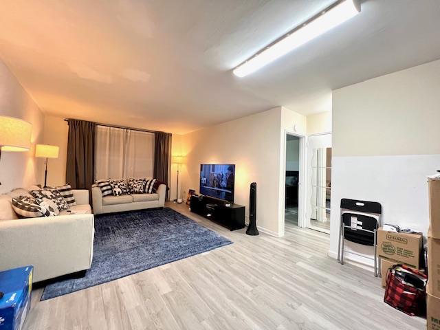 living room featuring light wood-type flooring