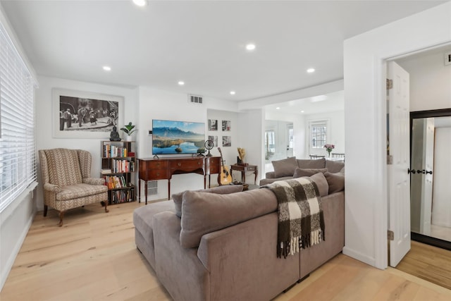 living room featuring light hardwood / wood-style floors