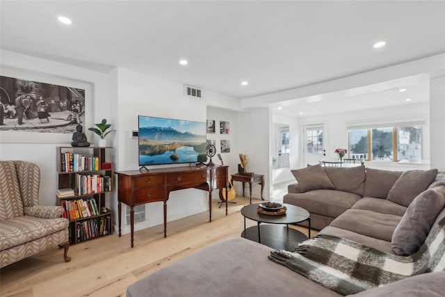 living room featuring light hardwood / wood-style flooring