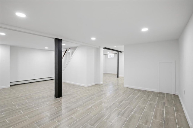 basement with a baseboard radiator