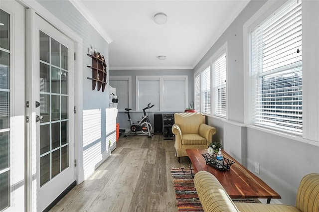 sunroom featuring french doors