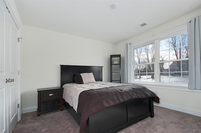 carpeted bedroom featuring a closet