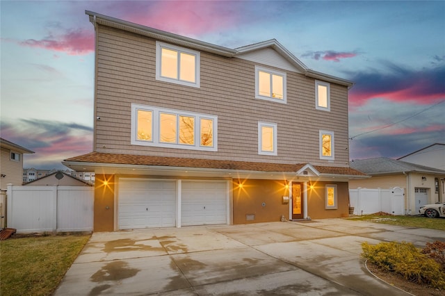 view of front of house with a garage