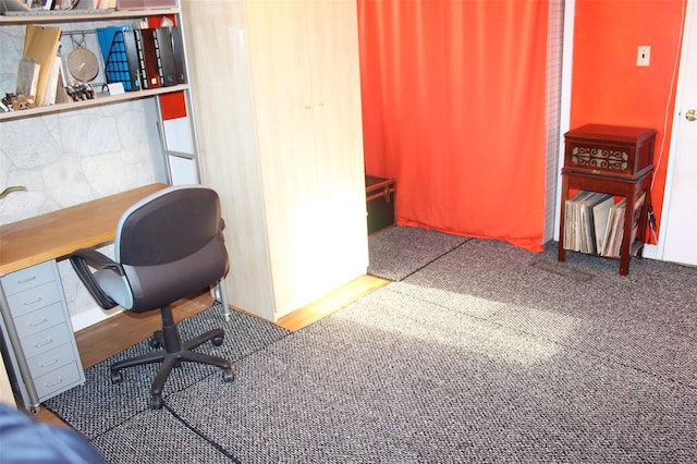 view of carpeted home office