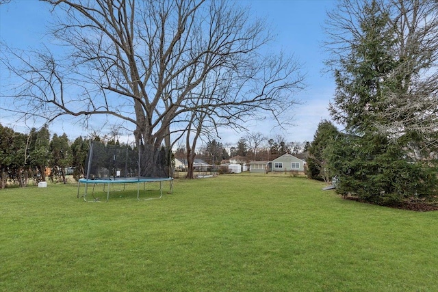 view of yard featuring a trampoline