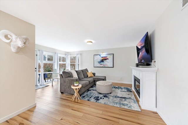 living room with light hardwood / wood-style floors