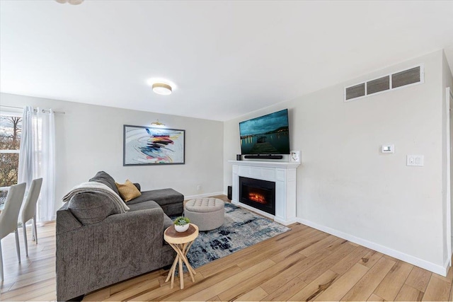 living room with light wood-type flooring