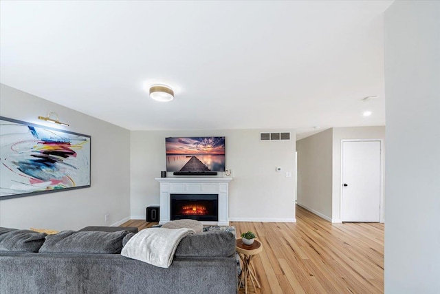 living room with light wood-type flooring