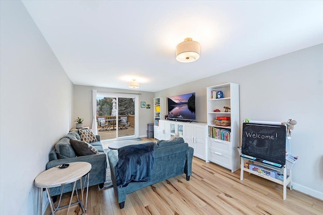 living room featuring light wood-type flooring