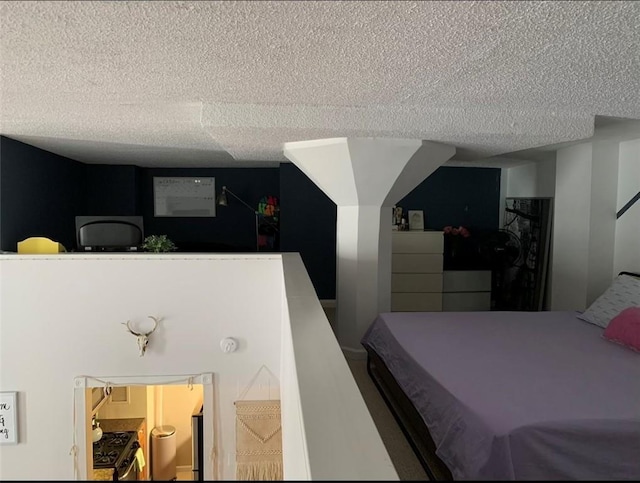 bedroom with a textured ceiling