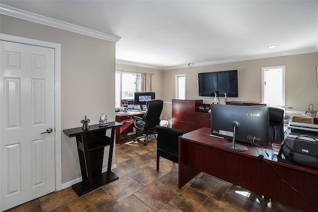 office featuring crown molding