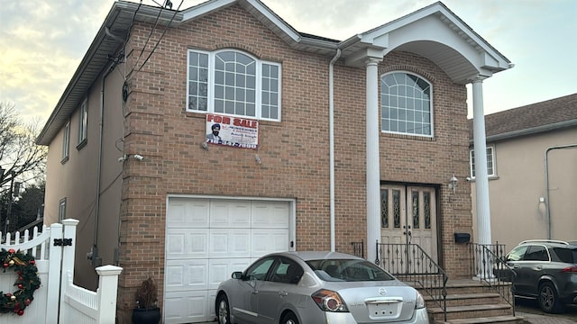 exterior space with a garage