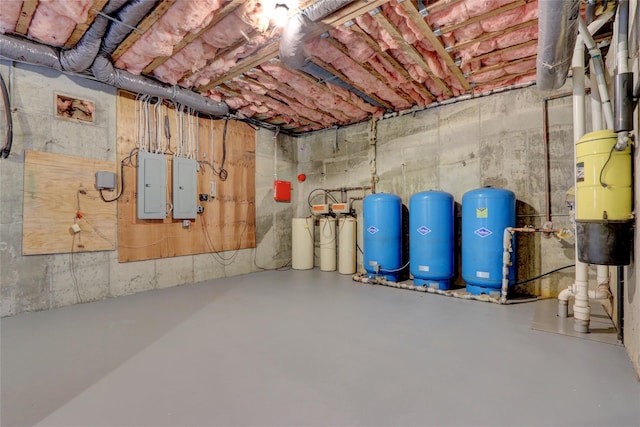 basement with electric panel